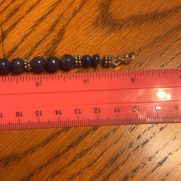 EUC Bracelet - Blue Lapis Beads, Silver and Crystals 8” - Picture 9 of 10